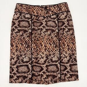 Nanette Lepore Women’s Black Brown Snakeskin Print Pencil Skirt Size 4